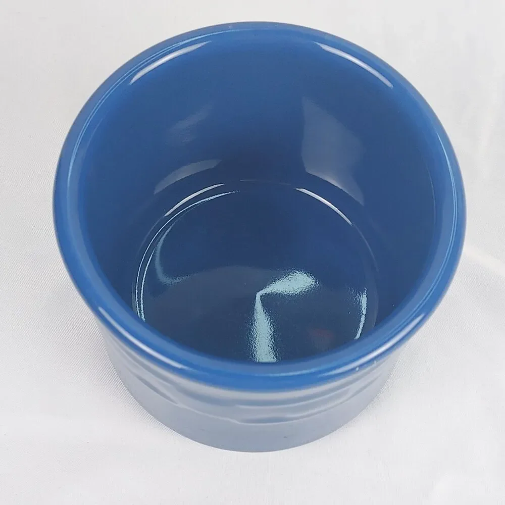 Longaberger Pottery Crock Blue Small Utensil Holder Jar USA Vintage